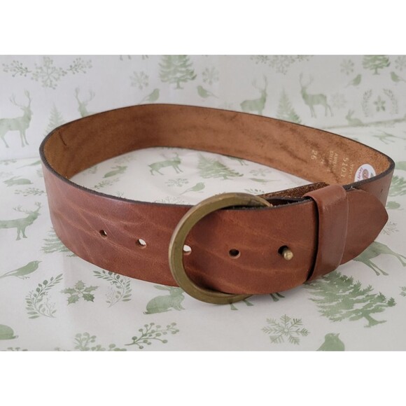 Levi's Accessories - Levi’s For Gals Leather Belt Size 26 Brown Aniline Steerhide Brass Ring Buckle